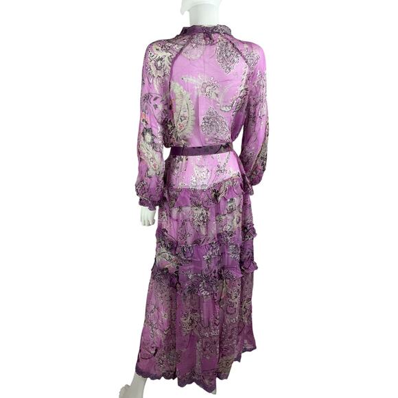 Hemant And Nandita Sheer Orchid Mavi Kaftan Dress Size S NWT - Picture 3 of 7